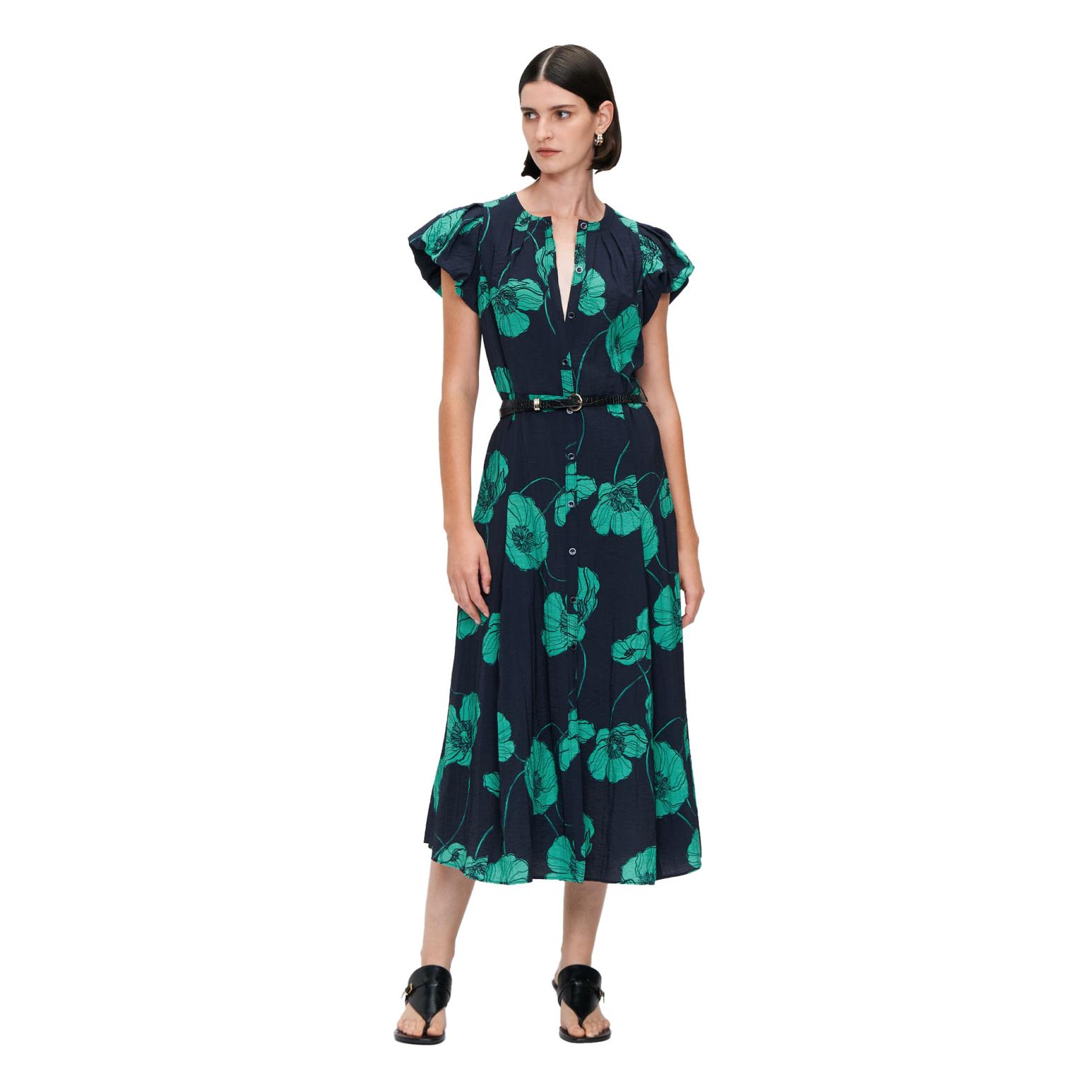 Veronika Maine Marine Poppy Button Front Dress